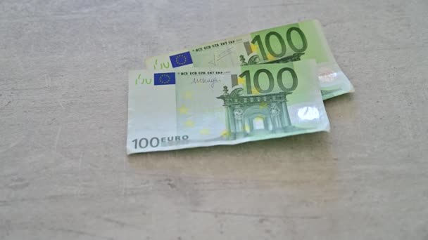 Man Counting Cash 100 Euro Bank Notes — Stock Video