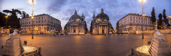 Panorama of piazza del popolo at night — Stock Photo, Image