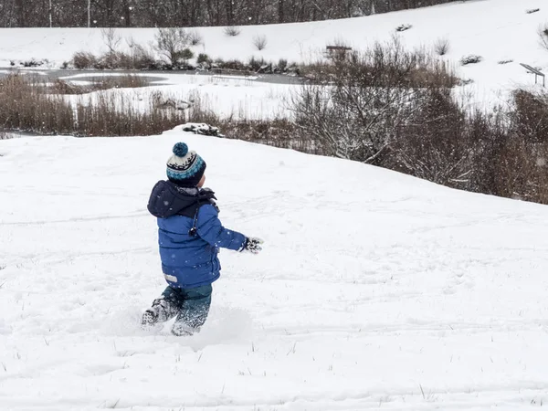 Wandelen in het Park op sneeuw — Stockfoto