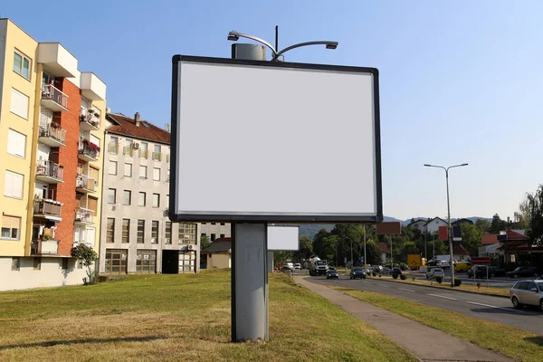 Üres Billboard Makett Reklám Háttér Város Utca — Stock Fotó
