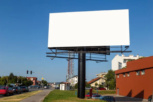 Blank Billboard Mockup Para Publicidade City Street Background — Fotografia de Stock