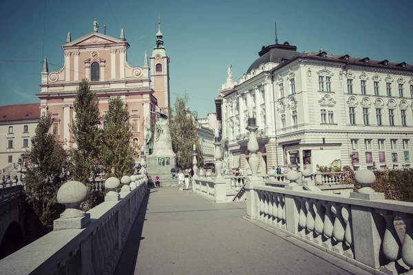 Ljubljana, slowenien - 24. september 2016: preseren square in lju — Stockfoto