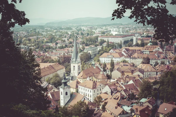 Ljubljana város építészeti és zöld tája, fővárosa S — Stock Fotó