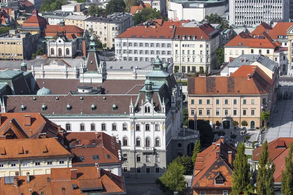 Stadt Ljubljana Architektur und grüne Landschaft, Hauptstadt von Ljubljana — Stockfoto