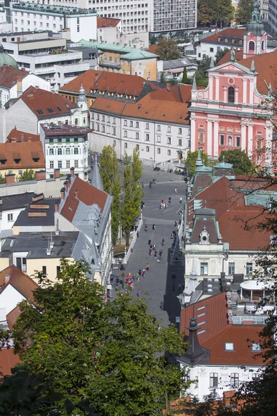Cidade de Ljubljana arquitetura e paisagem verde, capital de S — Fotografia de Stock