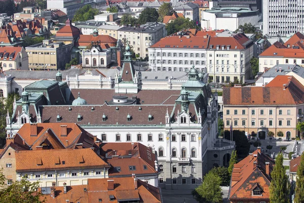 Stadt Ljubljana Architektur und grüne Landschaft, Hauptstadt von Ljubljana — Stockfoto