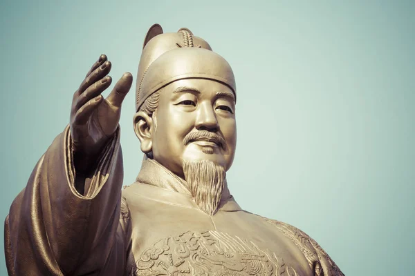세종의 공중 동상, 대한민국, 위대한 왕에 — 스톡 사진