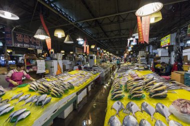 Seoul - 23 Ekim 2016: Alışveriş Noryangjin Fisheri adlı görünümünü