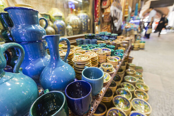 ISFAHAN, IRAN - OCTOBER 06, 2016:  traditional iranian souvenirs