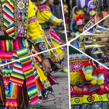 Peru geleneksel kültür görüntüleri Kolaj - seyahat arka plan (