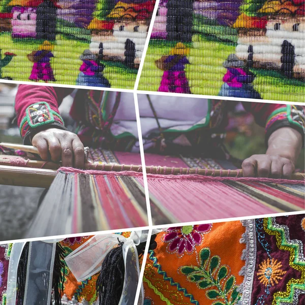 Collage van Peru traditionele cultuur beelden-reizen achtergrond ( — Stockfoto