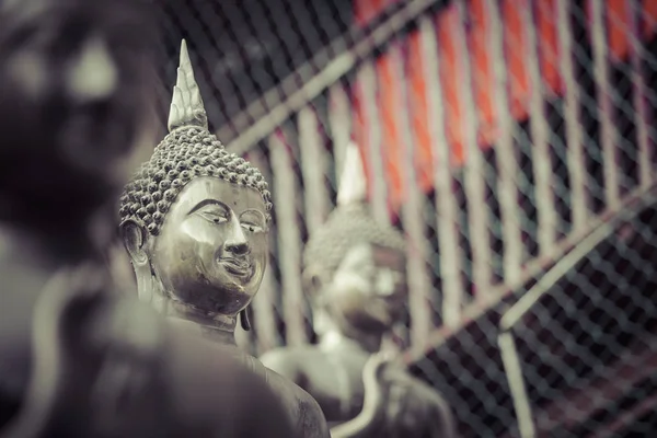 Fila di statue di Buddha al tempio Ganagarama, Colombo, Sri Lanka — Foto Stock