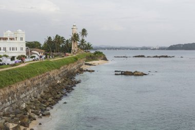 Galle, Sri Lanka - 09 Aralık 2016: deniz feneri, yakınındaki fort