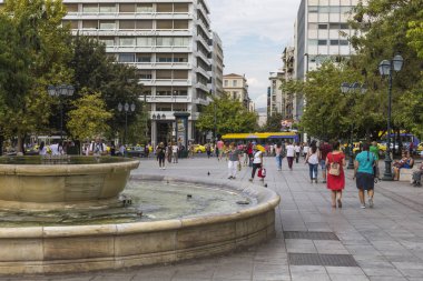 Atina - Yunanistan - Eylül 21,2016: Görünüm Syntagma Meydanı'nda