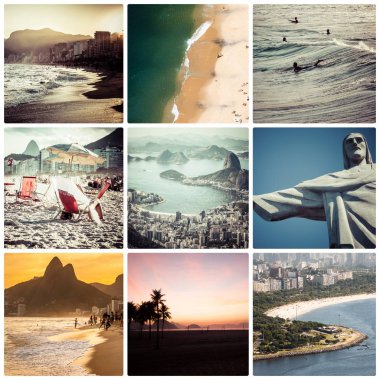 Rio de Janeiro (Brezilya) görüntülerin - kolaj seyahat arka plan (m