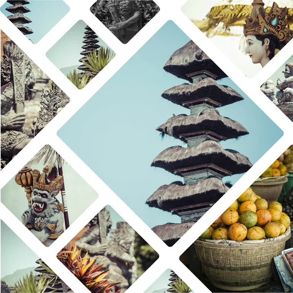Коллаж изображений Бали (Индонезия) - фон путешествия (мое фото) — стоковое фото
