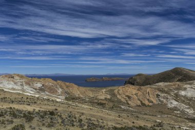 Isla Del Sol. ada güneş Bolivya'nın. Titicaca gölü. Güney A