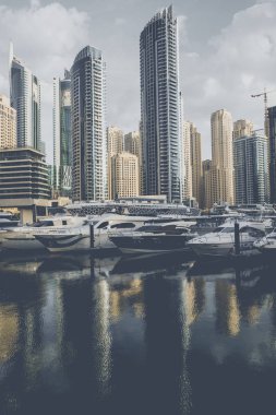 Dubai, Birleşik Arap Emirlikleri - 18 Ocak 2017: Dubai Marina adlı sunrise, Amerika 
