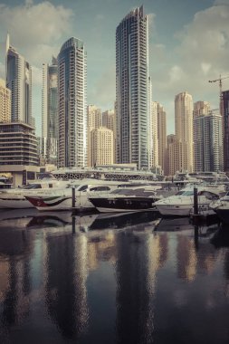 Dubai, Birleşik Arap Emirlikleri - 18 Ocak 2017: Dubai Marina adlı sunrise, Amerika 