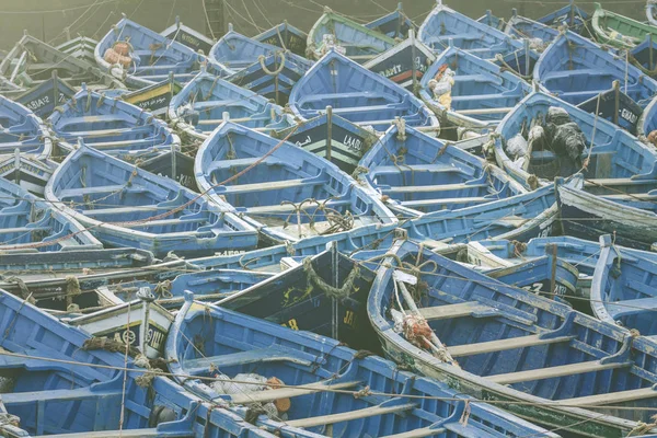 蓝色渔船在索维拉、 摩洛哥、 非洲 — 图库照片