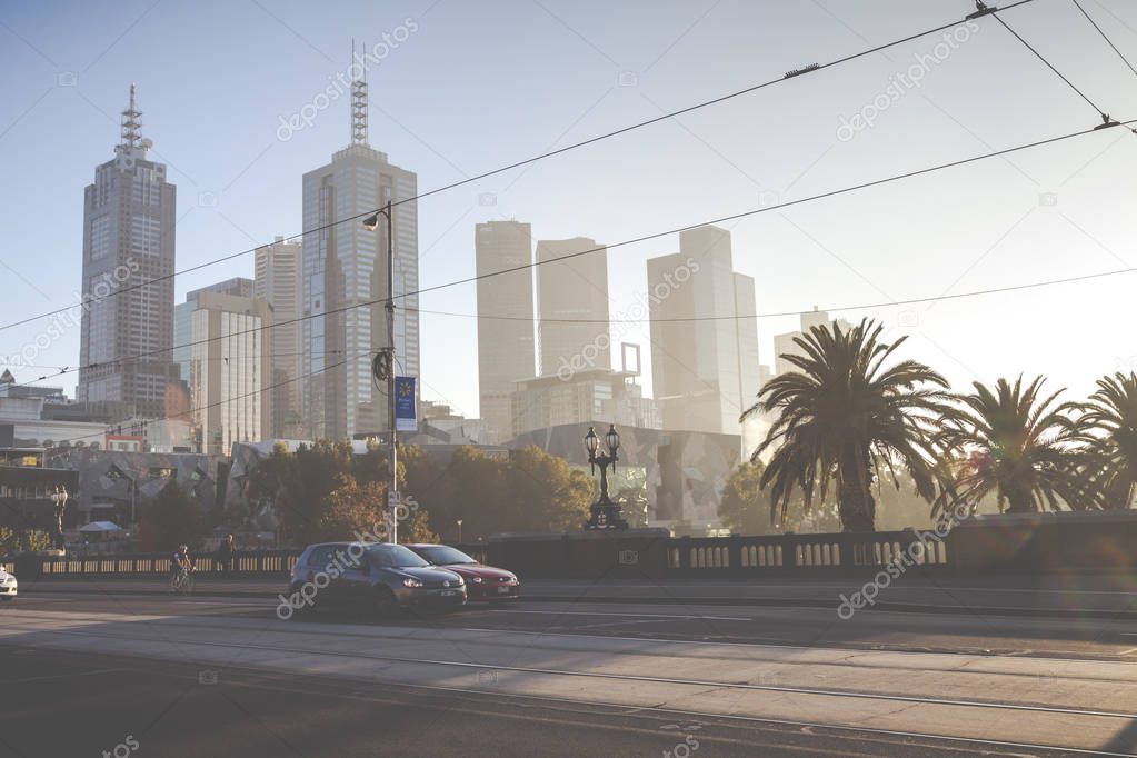 Morning time at downtown Melbourne. Australia.