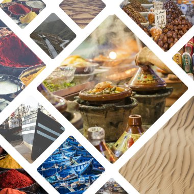 Collage of typical places in Morocco - my photos clipart