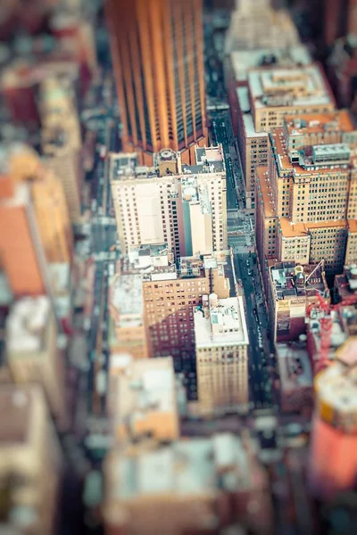 Vista aérea del horizonte de Manhattan al atardecer, Ciudad de Nueva York — Foto de Stock