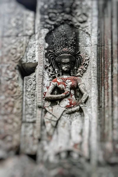 Stenmålningar och skulpturer i Angkor wat, Kambodja — Stockfoto
