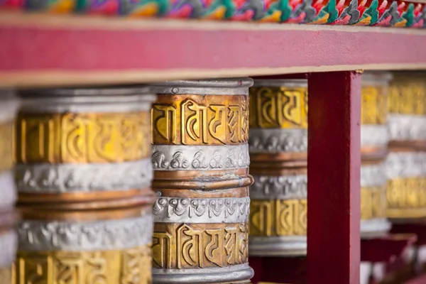 Buddhist prayer wheels in Leh, India. — Stock Photo, Image