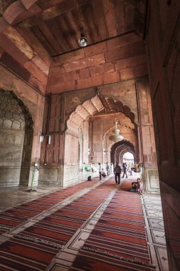 Delhi, Hindistan - 12 Ekim 2013: Delhi Jama Mescidi Camii.