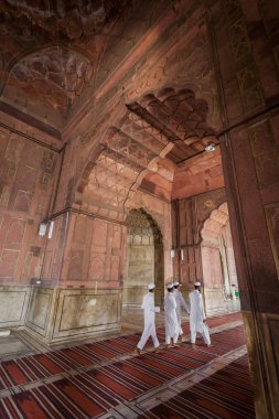 Delhi, Hindistan - 12 Ekim 2013: Delhi Jama Mescidi Camii.