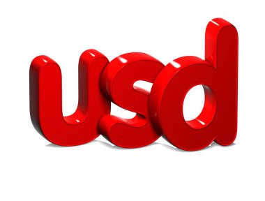 Beyaz arka plan üzerinde 3D para birimi Usd.