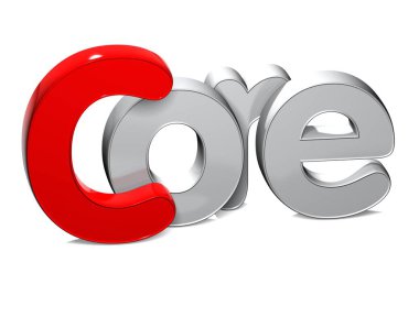 Beyaz arka plan üzerinde 3D Word çekirdek.