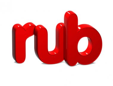 3D para birimi Rub beyaz arka plan üzerinde.
