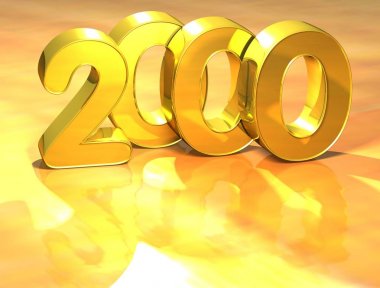 3D altın sıralama numarası 2000 beyaz arka plan üzerinde.