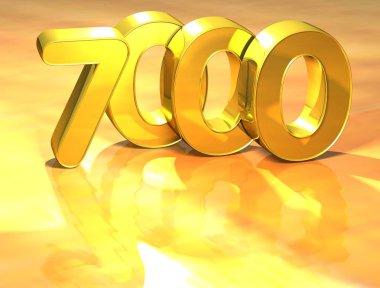 3D altın sıralama numarası 7000 beyaz arka plan üzerinde.