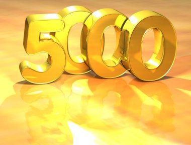 3D altın sıralama numarası 5000 beyaz arka plan üzerinde.