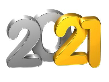 3D altın sayı yeni yıl 2021-beyaz arka plan üzerinde