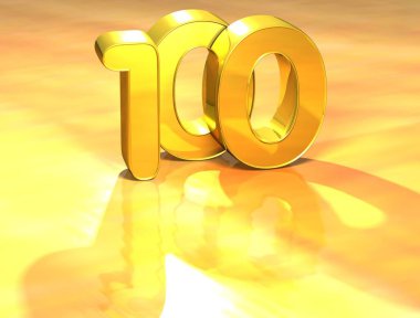 3D Gold Ranking Number 100 on white background. clipart