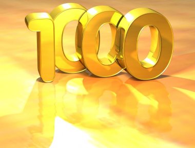 3D altın sıralama numarası 1000 beyaz arka plan üzerinde.