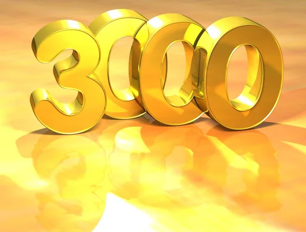 3D gold pořadí číslo 3000 na bílém pozadí. — Stock fotografie