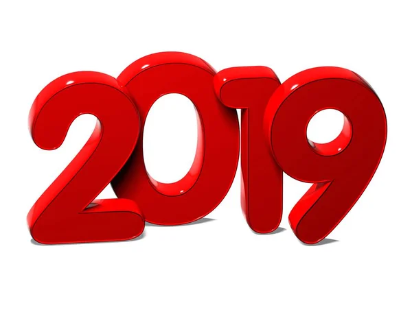 Beyaz arka plan üzerinde 3D kırmızı yeni yıl 2019