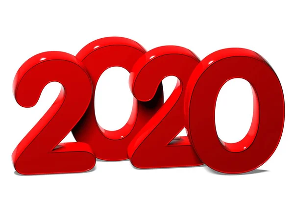 3D Rojo Año Nuevo 2020 sobre fondo blanco —  Fotos de Stock