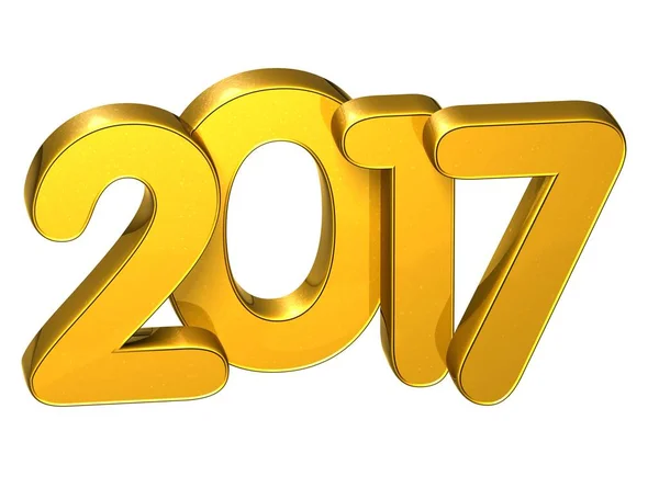 Ouro 3D Número Ano Novo 2017 no fundo branco — Fotografia de Stock