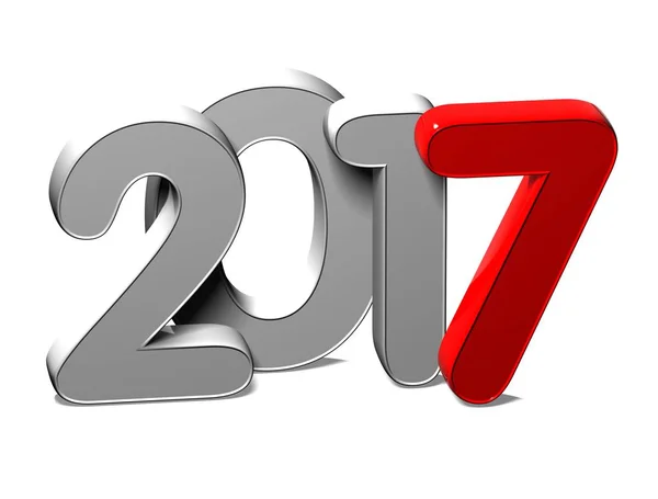 Ano novo vermelho 3D 2017 no fundo branco — Fotografia de Stock