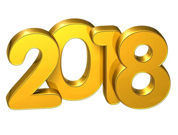 3D-gold nummer New Year 2018 op witte achtergrond — Stockfoto