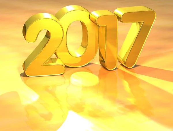 3D Gold New Year 2017 on white background — Stock Photo, Image