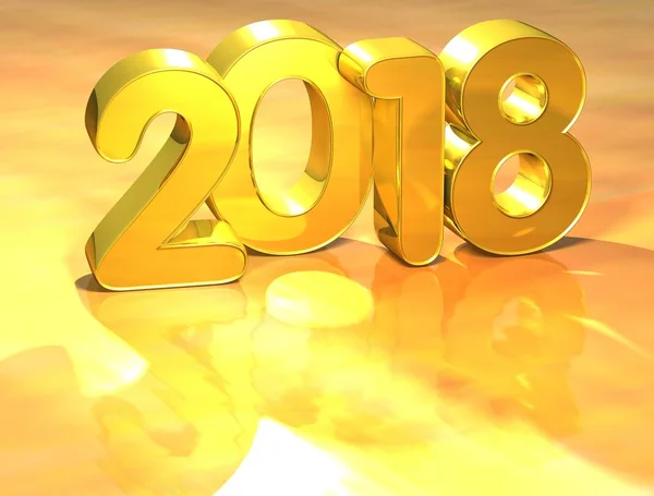 3D Oro Año Nuevo 2018 sobre fondo blanco — Foto de Stock