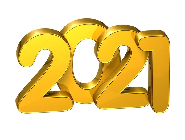 3D Gold Número Ano Novo 2021 no fundo branco — Fotografia de Stock