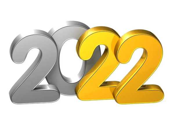 3D Gold Number New Year 2022 on white background — Stock Photo, Image